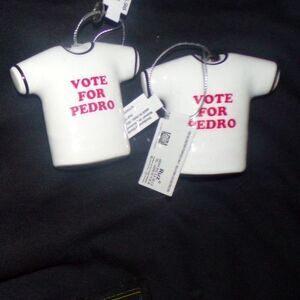 LOT OF 2 VOTE FOR PEDRO NAPOLEON DYNAMITE CHRISTMAS ORNAMENT NEW W TAGS